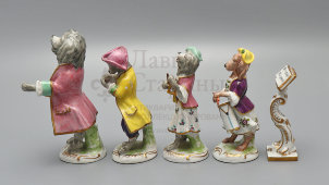 Комплект статуэток «Собачий оркестр», фарфор, Европа, 1-я пол. 20 в.