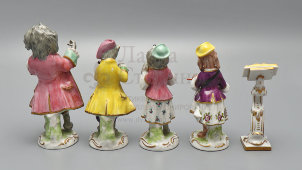 Комплект статуэток «Собачий оркестр», фарфор, Европа, 1-я пол. 20 в.