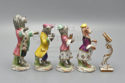 Комплект статуэток «Собачий оркестр», фарфор, Европа, 1-я пол. 20 в.