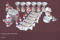 Пашотница, подставка для яйца «Клоун» из сервиза «Клоунада», автор Орлов С. М., фарфор, Вербилки, 1951-54 гг.