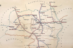Старинная почтово-телеграфная карта Радомской губернии (Польша), картографич. зав. П. Ф. Петш, Санкт-Петербург, 1900-е