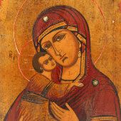 Старинная икона Богоматери «Владимирская», Россия, начало 20 века