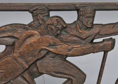 Настенное металлическое панно «Лыжные гонки XXII Олимпиады», Москва-80, олимпийская символика