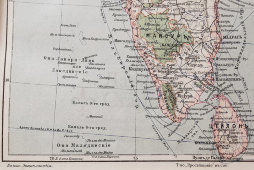 Старинная карта «Индия», Большая энциклопедия, масштаб 1:12 000 000, Санкт-Петербург, 1900-е