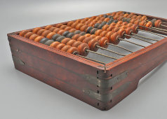 Большие старинные деревянные счеты с декоративными накладками, 1-я треть 20 в., Россия