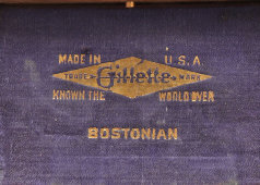 Винтажный набор для безопасной бритвы, бритвенный станок Gillette Old Type, латунь, США, 1940-е