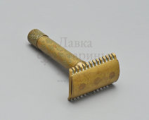 Винтажный набор для безопасной бритвы, бритвенный станок Gillette Old Type, латунь, США, 1940-е