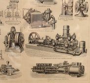 Старинная гравюра «Насосы»,  Большая энциклопедия, Россия, к. 19, н. 20 в.