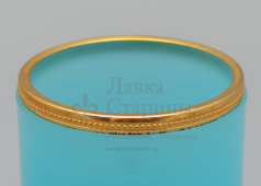 Винтажный стакан из опалинового муранского стекла с окантовкой из позолоченной бронзы, Италия, 1-я пол. 20 в.