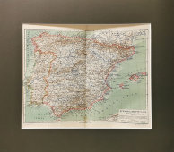 Старинная карта «Испания и Португалия», Большая энциклопедия, масштаб 1:4 500 000, Санкт-Петербург, 1900-е