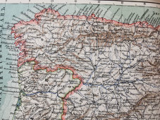 Старинная карта «Испания и Португалия», Большая энциклопедия, масштаб 1:4 500 000, Санкт-Петербург, 1900-е