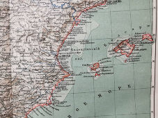 Старинная карта «Испания и Португалия», Большая энциклопедия, масштаб 1:4 500 000, Санкт-Петербург, 1900-е