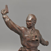 Советская агитационная скульптура «Комбат», силумин, омеднение, СССР, 1970-80 гг.
