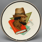 Настенная декоративная агитационная тарелка «Рабочий класс», фаянс, Песоченская фабрика, 1926 г.