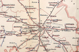 Старинная почтово-телеграфная карта Московской губернии, картографич. зав. П. Ф. Петш, Санкт-Петербург, 1900-е