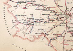 Старинная почтово-телеграфная карта Московской губернии, картографич. зав. П. Ф. Петш, Санкт-Петербург, 1900-е