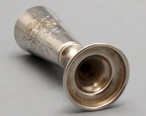 Рюмка с гравировкой «Букет цветов», советское серебро, 875 проба, Киев, 1953 г.