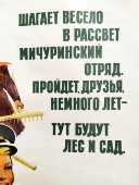 Агитационный плакат «Шагает весело в рассвет мичуринский отряд», художник Семячкин П., Советский художник, Москва, 1964 г.
