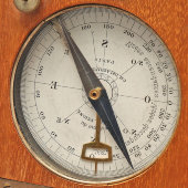 Антикварный военный компас-алидада «Система генерала Пенье» в деревянном корпусе, Франция, 1897 г.