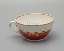 Чашка с блюдцем, чайная пара из агитационного сервиза «Серп и молот», Полонский фарфоровый завод, 1950-е