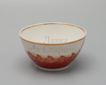 Чашка с блюдцем, чайная пара из агитационного сервиза «Серп и молот», Полонский фарфоровый завод, 1950-е