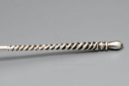 Антикварная серебряная ложка с витой ручкой, 84 проба, Россия, 1885 г.