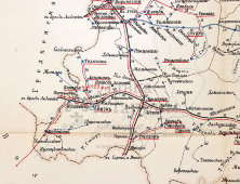 Старинная почтово-телеграфная карта Минской губернии (Беларусь), картографич. зав. П. Ф. Петш, Санкт-Петербург, 1900-е