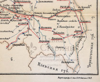 Старинная почтово-телеграфная карта Минской губернии (Беларусь), картографич. зав. П. Ф. Петш, Санкт-Петербург, 1900-е