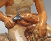 Статуэтка «Механизатор» (Тракторист), скульптор Боголюбов В. Я., керамика, Гжельский керамический завод, 1960-е