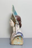 Большая скульптура-бюст «Девушка в кокошнике», майолика, СССР, 1950-60 гг.