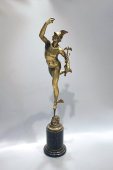 Антикварная бронзовая скульптура «Гермес — Бог торговли», Европа, 19 век