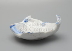 Винтажная пепельница «Рыба», скульптор А. В. Щекатихина-Потоцкая, фарфор, ЛФЗ, 1940-е