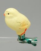 Советская елочная игрушка на прищепке «Цыпленок», стекло, СССР, 1950-60 гг.