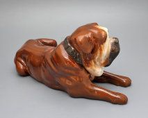 Фаянсовая статуэтка «Собака породы бульдог», Товарищество М. С. Кузнецова, конец 19, начало 20 века