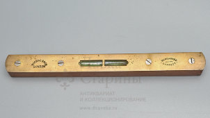 Старинный строительный уровень, дерево, латунь, компания братьев Томас (Thomas Brothers), Лондон, нач. 20 в.