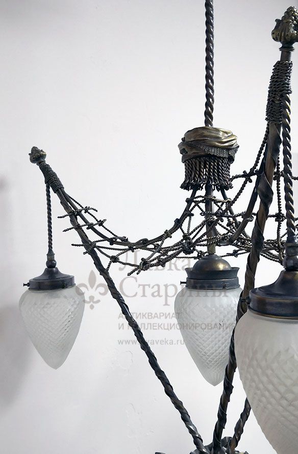 Старинная люстра из бронзы в морском стиле, модерн, Европа, нач. 20 в.