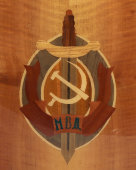 Деревянная папка с гербом МВД СССР, маркетри, 1970-е