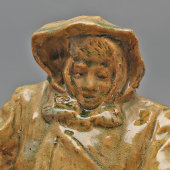 Авторская нетиражная скульптура «Рыбак», скульптор Кондратьев Н. И., керамика, СССР, 1959 г.