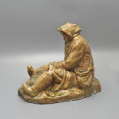 Авторская нетиражная скульптура «Рыбак», скульптор Кондратьев Н. И., керамика, СССР, 1959 г.