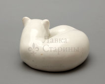 Статуэтка «Лиса полярная», скульптор Воробьев Б. Я., фарфор, марка Серп и молот, анималистика ЛФЗ, нач. 1930-х