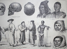 Старинная гравюра «Азиатские племена»