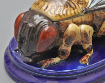 Старинная масленка «Пчела», фаянс, Тов-во М. С. Кузнецова, кон. 19 в.