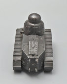 Старинная чернильница времен Первой мировой войны «Танк Renault FT-17», металл, стекло, Франция, 1910-20 гг.