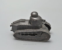 Старинная чернильница времен Первой мировой войны «Танк Renault FT-17», металл, стекло, Франция, 1910-20 гг.