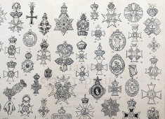 Старинная гравюра «Ордена», бумага, Брокгауз и Ефрон​, Санкт-Петербург, 1890-е