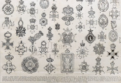 Старинная гравюра «Ордена», бумага, Брокгауз и Ефрон​, Санкт-Петербург, 1890-е