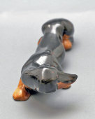 Статуэтка «Собака породы такса​», скульптор Воробьев Б. Я., фарфор, анималистика ЛФЗ, марка серп и молот, 1930-е