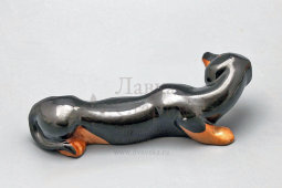 Статуэтка «Собака породы такса​», скульптор Воробьев Б. Я., фарфор, анималистика ЛФЗ, марка серп и молот, 1930-е