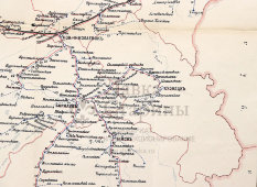 Старинная почтово-телеграфная карта Томской губернии (Новосибирск, Барнаул), картографич. зав. П. Ф. Петш, Санкт-Петербург, 1900-е