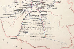 Старинная почтово-телеграфная карта Томской губернии (Новосибирск, Барнаул), картографич. зав. П. Ф. Петш, Санкт-Петербург, 1900-е